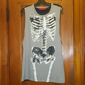 Gray skeleton tunic with black mesh back